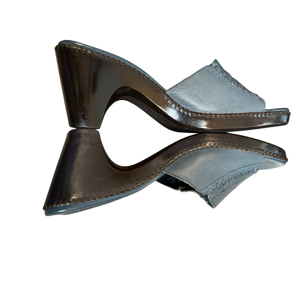 Naturalizer Open Toe Heel Blue Leather Sandals 10M - Picture 5 of 12